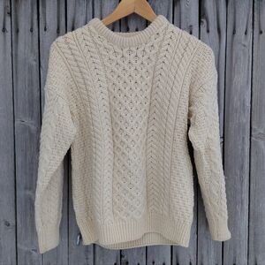 Vintage 70s Carraig Donn Made in Ireland off white cable knit sweater Womens XS